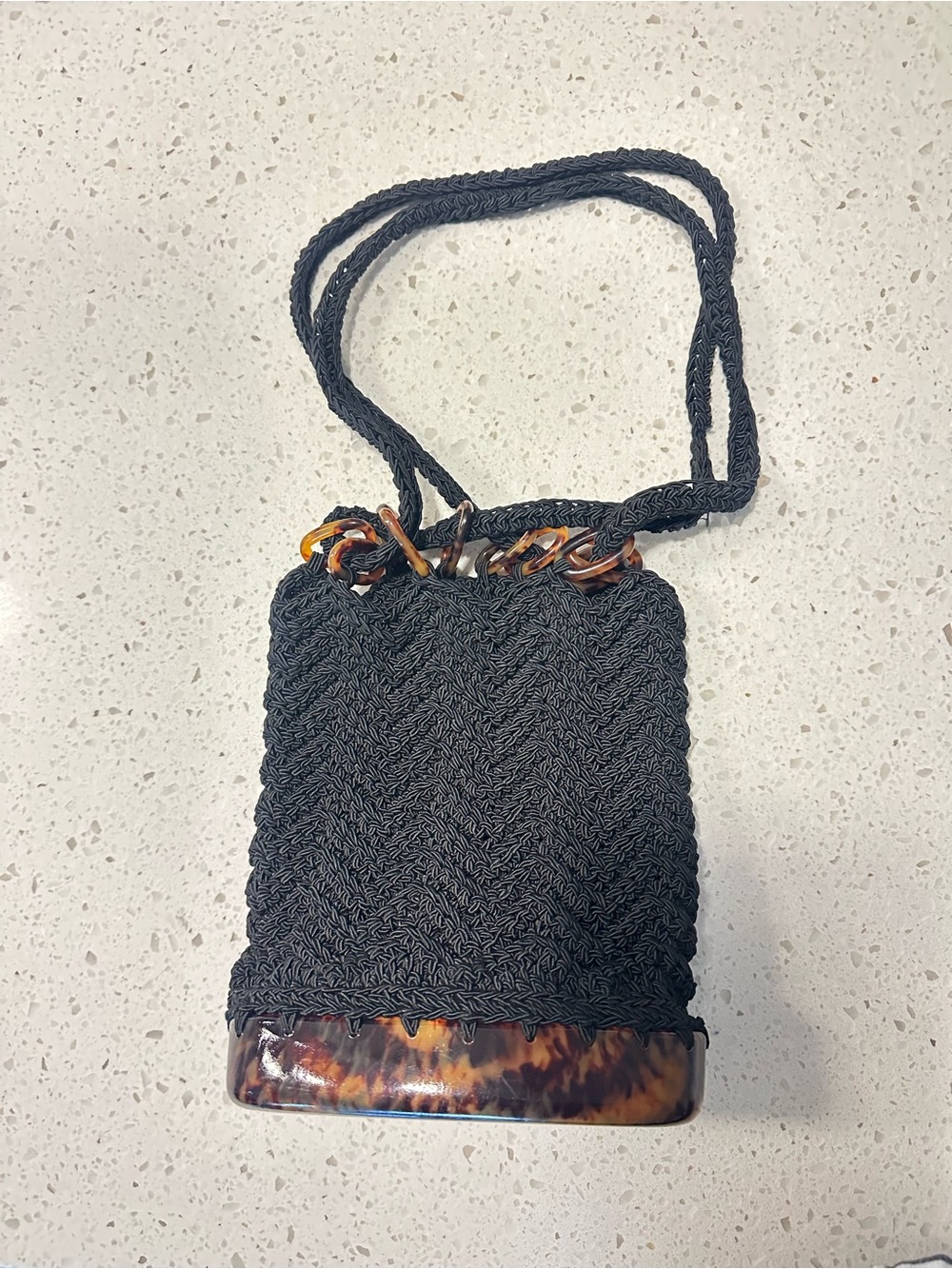Small Olive Shearling Drawstring Shoulder Bag - Picture 4 of 5